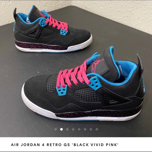 Jordan 4 Retro Black Vivid Pink Dynamic Blue (GS) - Picture 2 of 8